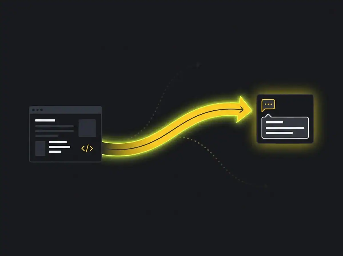 Diagram showing content flowing from a website into an AI-generated answer