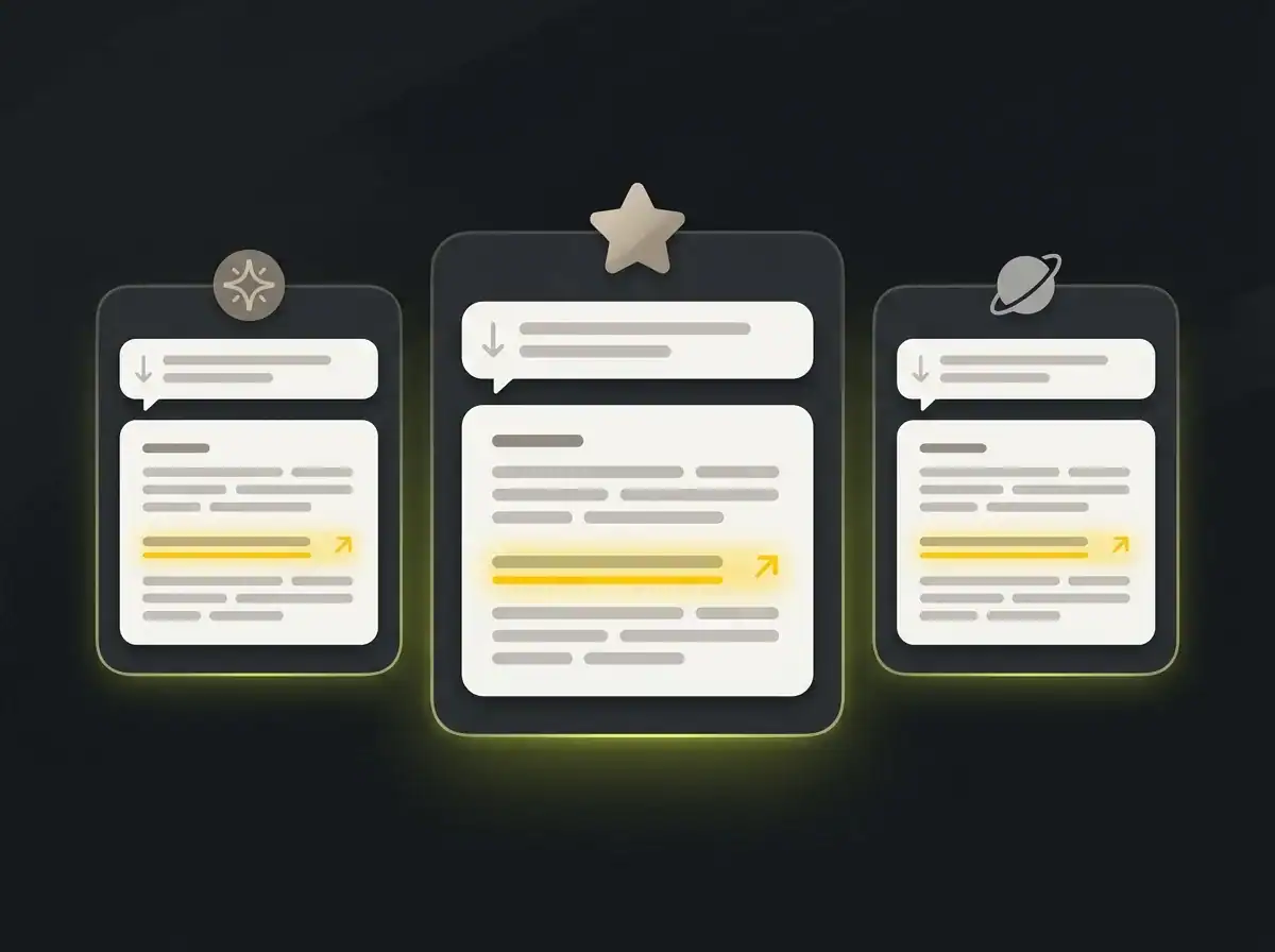 Three AI search platform panels showing ChatGPT Claude and Perplexity side by side