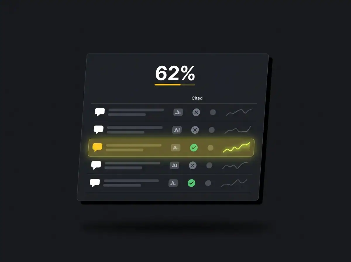 Stylised citation tracking dashboard showing brand mentions across ChatGPT and Perplexity