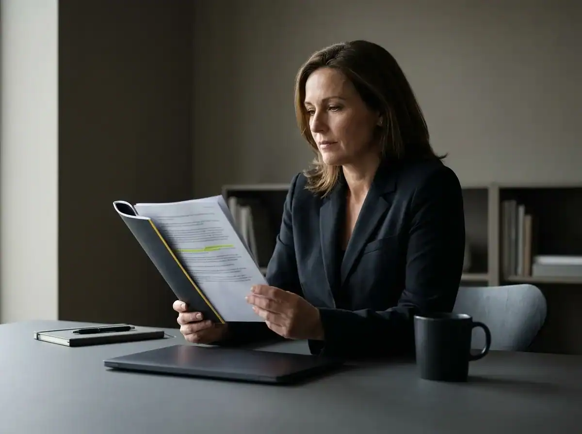 UK clinic owner reviewing a printed visibility report at a clean desk