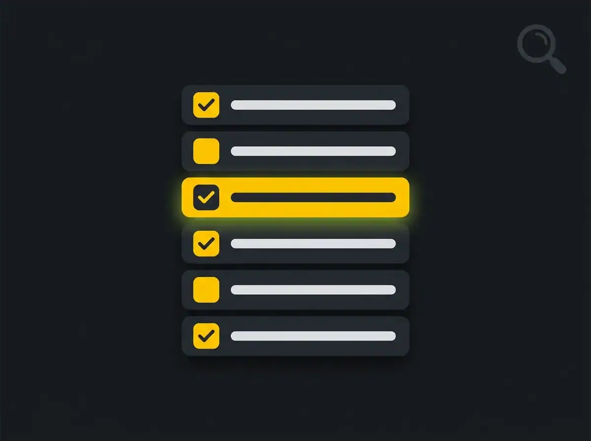 Illustrated checklist of six questions to ask an ecommerce SEO agency