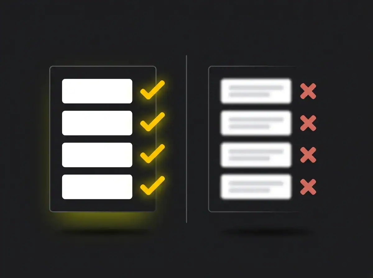 Stylised two-column comparison of a solid ecommerce SEO proposal versus filler