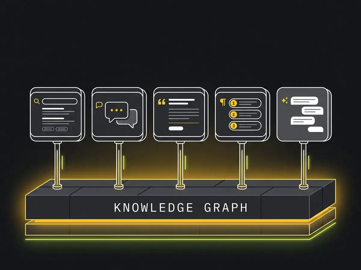 Layered diagram of the knowledge graph as the shared foundation for search and AI tools