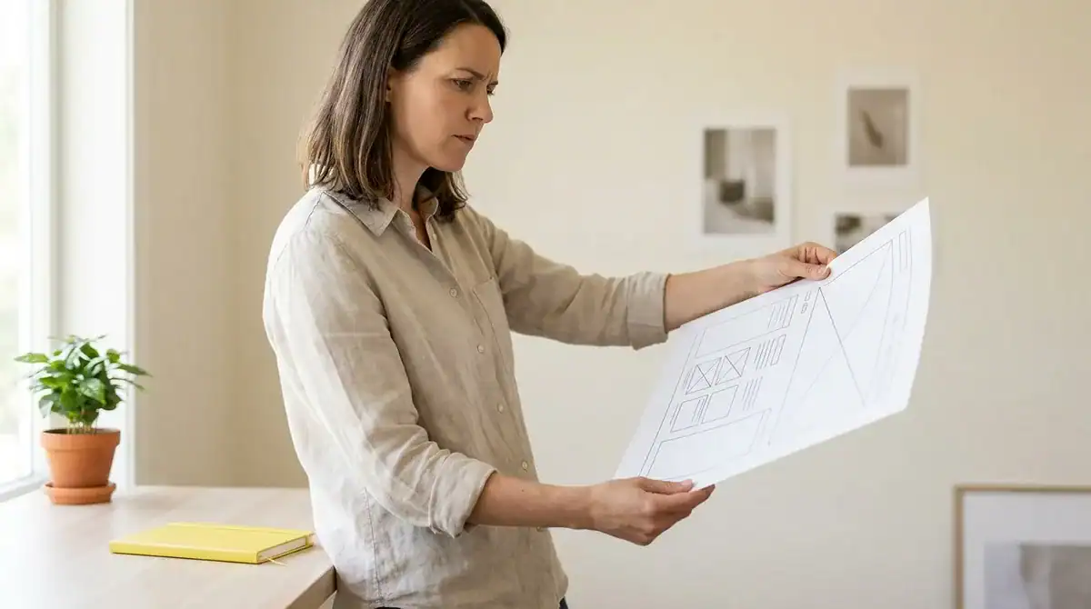 Business owner reviewing landing page analytics on a laptop
