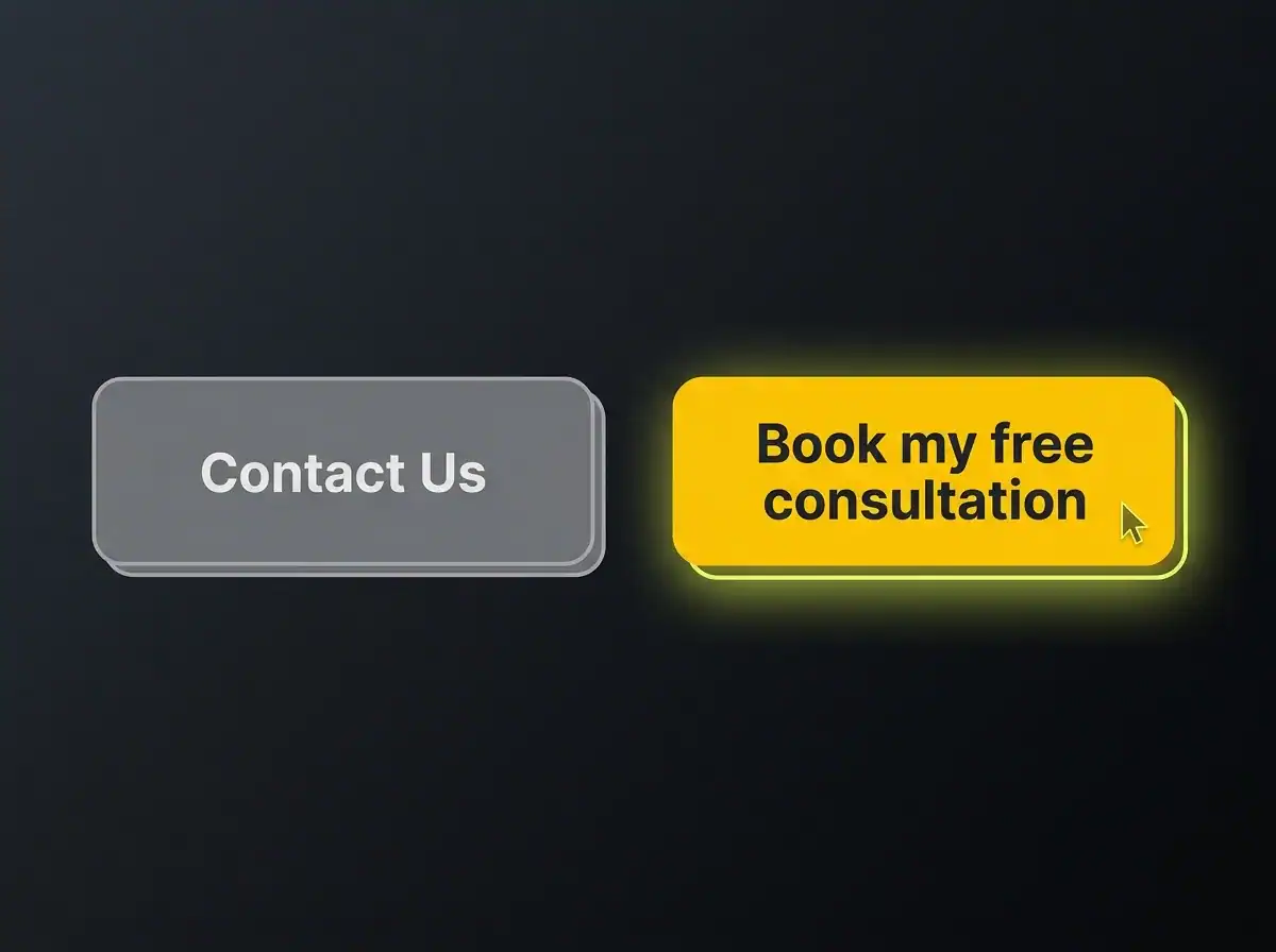 Two CTA button examples: Contact Us versus Book my free consultation