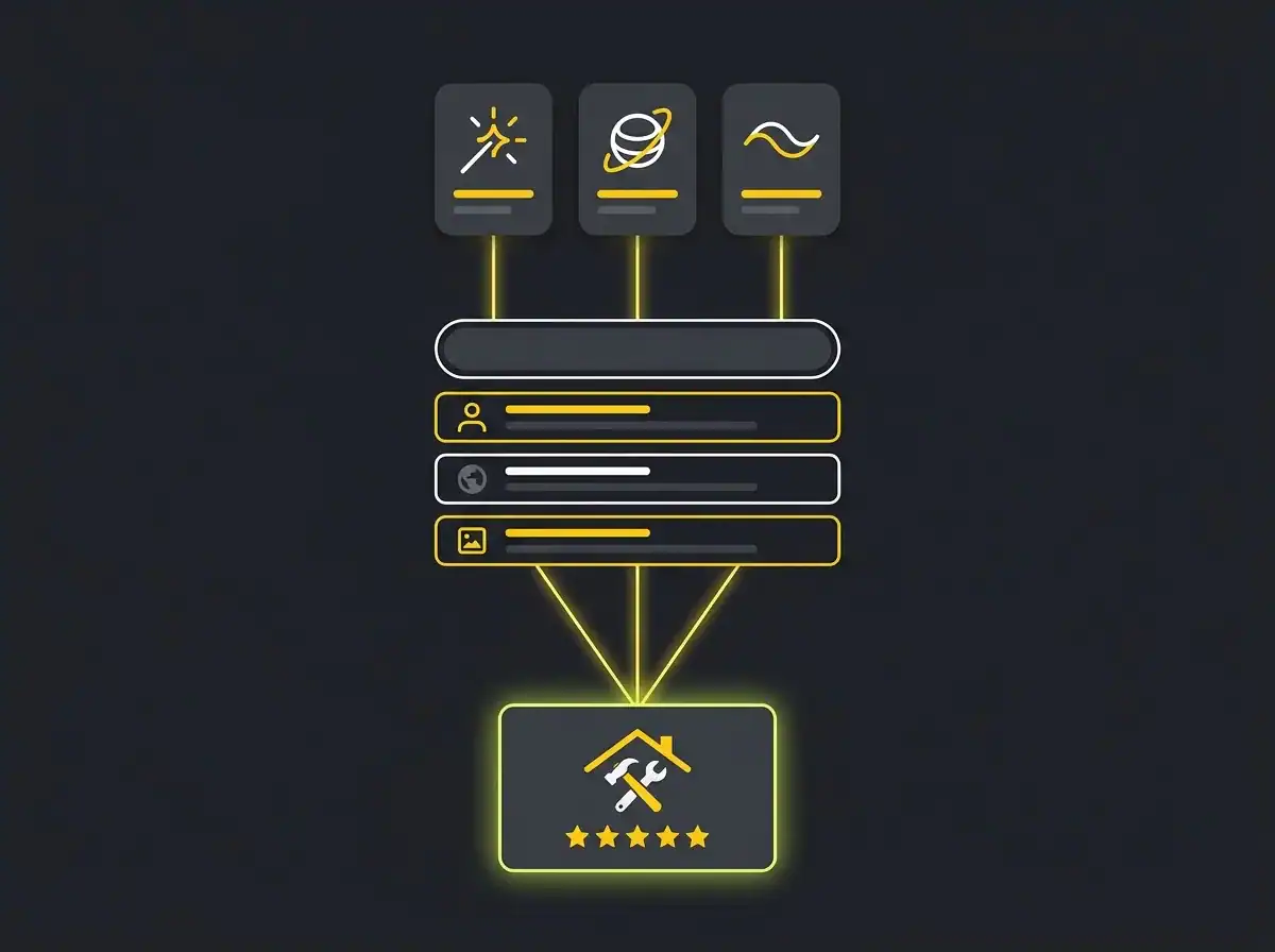 Diagram showing AI tools and Google both surfacing the same home improvement business listing