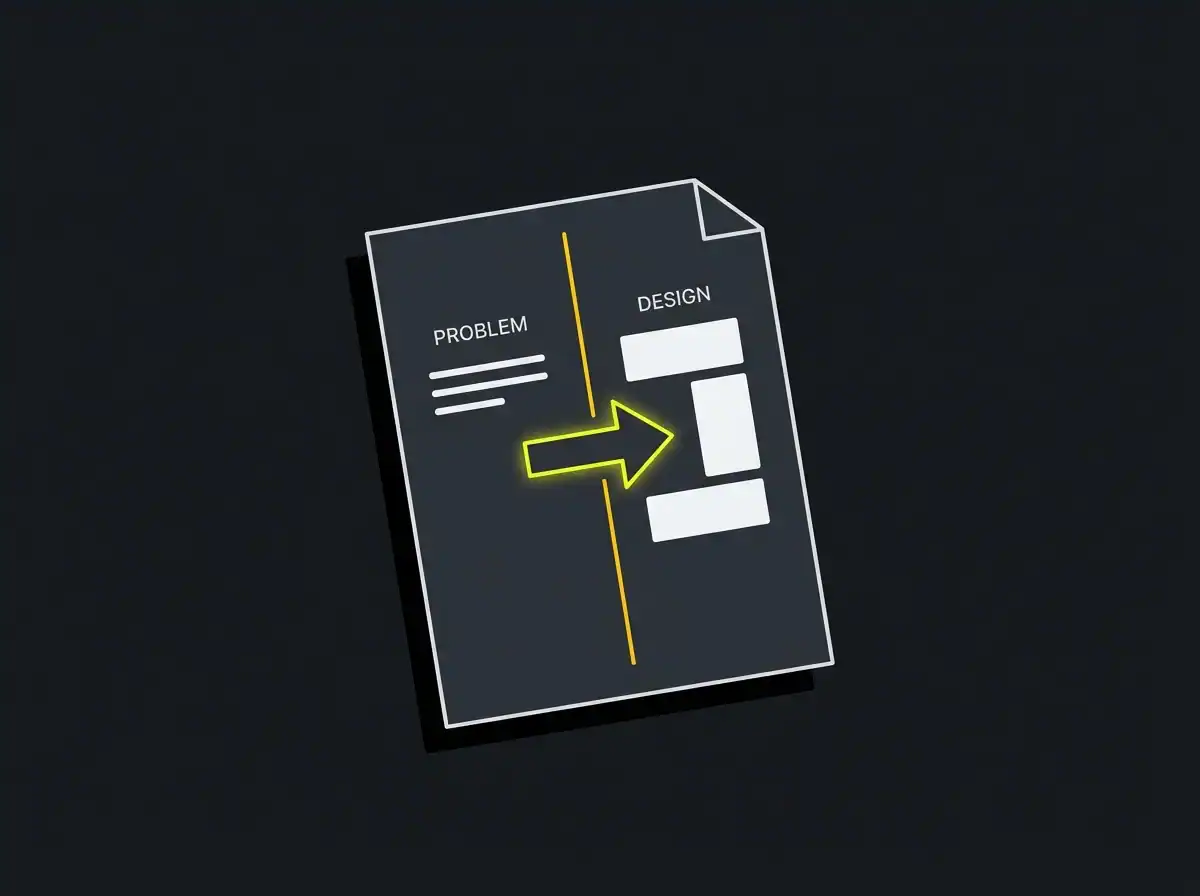 Illustration showing the difference between a problem statement and a design solution