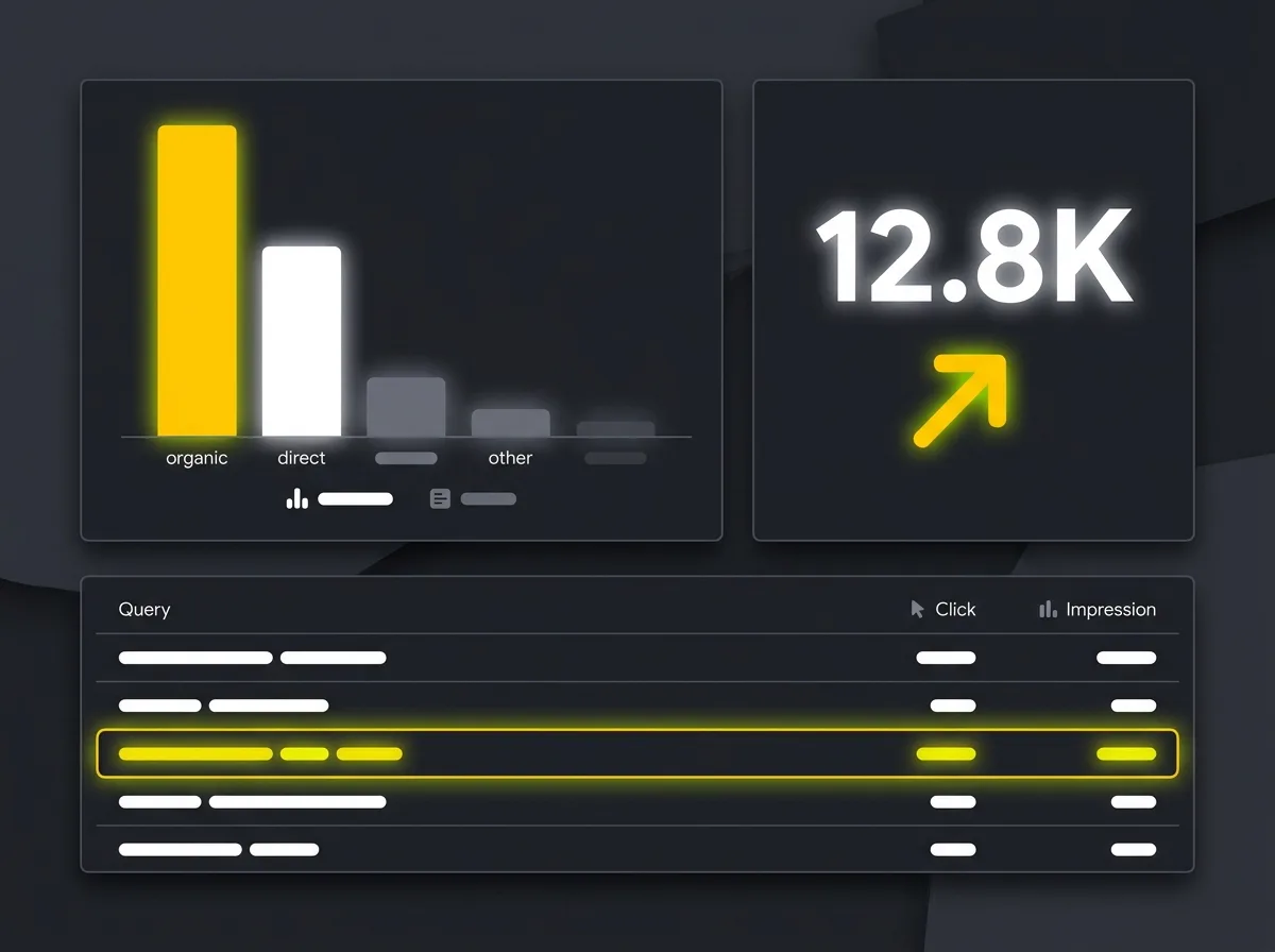 Clean Looker Studio dashboard showing combined GA4 and Search Console data in one view