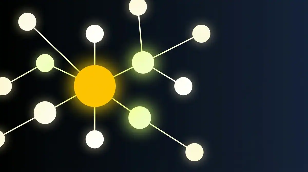 Abstract network diagram with interconnected nodes for Creative Tweed.