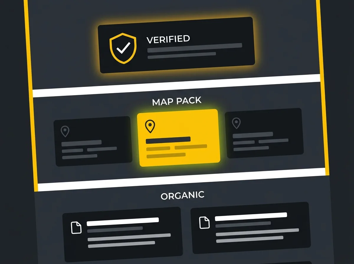 Diagram showing three layers of Google local search results for electricians
