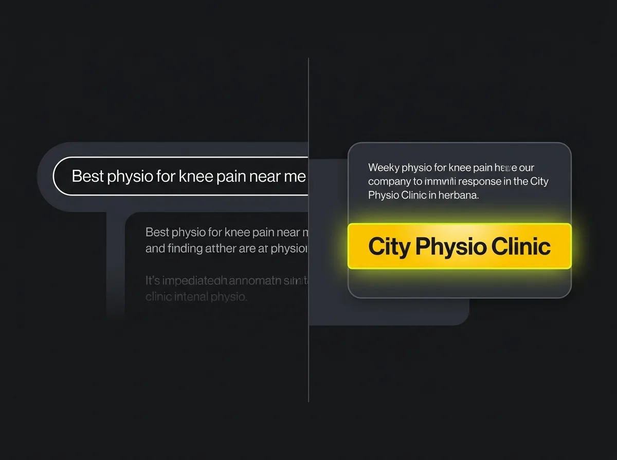 Illustration of a patient using AI chat to search for a local physiotherapy clinic