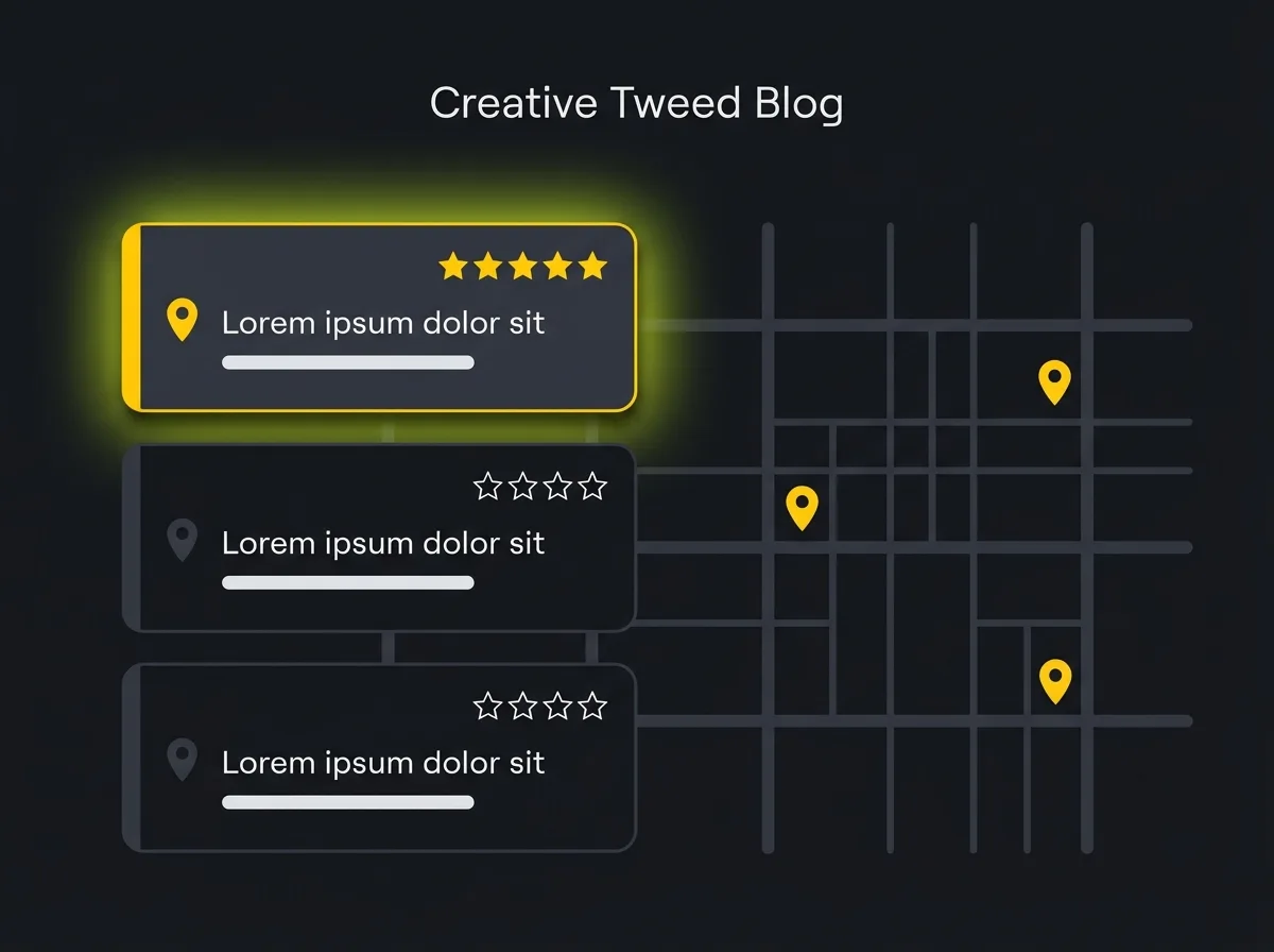 Stylised local search map pack showing three recruitment agency listings with star ratings