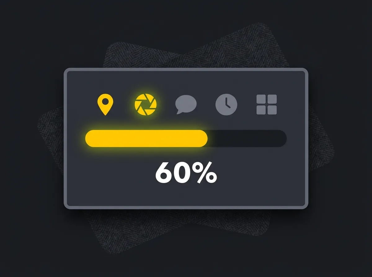 Stylised Google Business Profile dashboard showing a partial completeness progress indicator