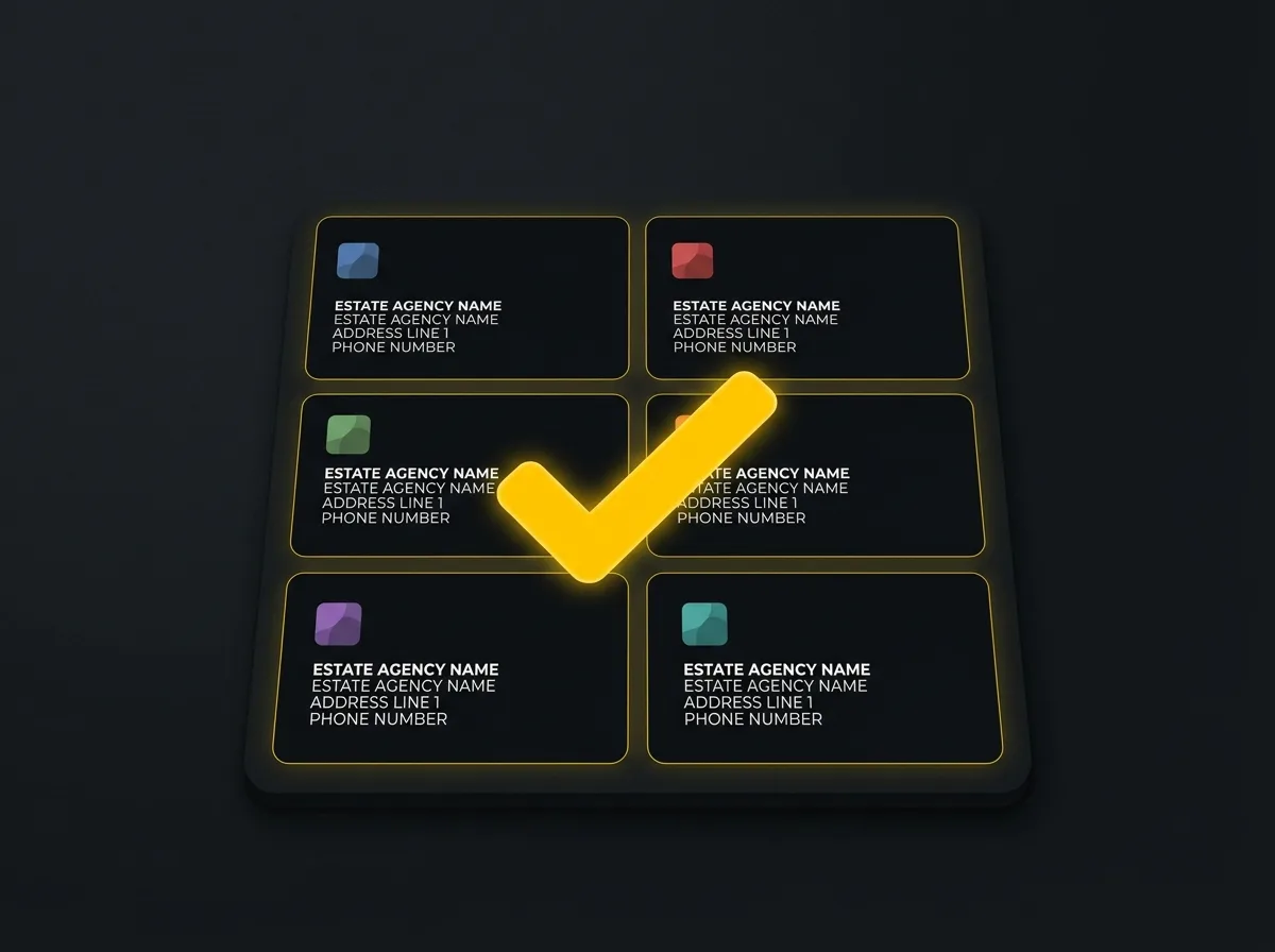 Stylised grid showing consistent estate agent NAP data across multiple local directories