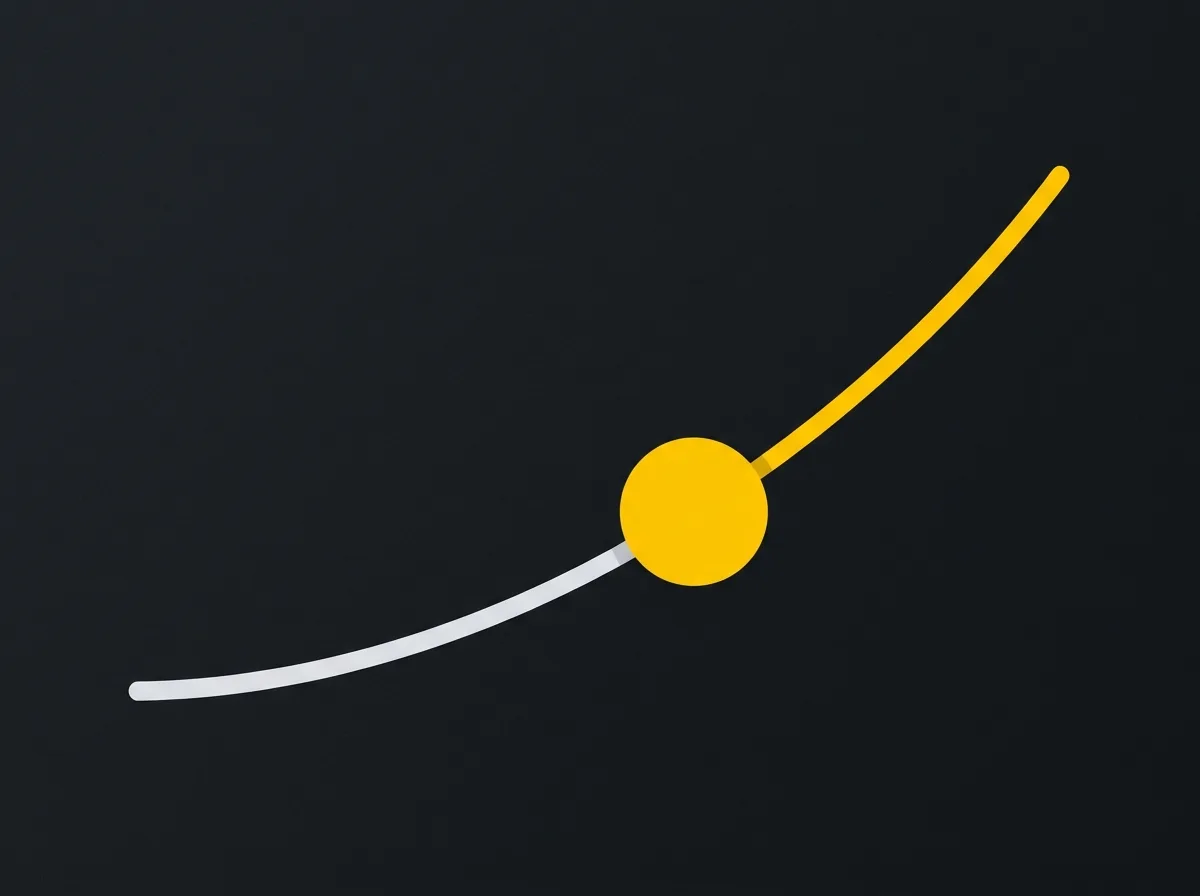 Upward growth curve with a turning point highlighted in yellow