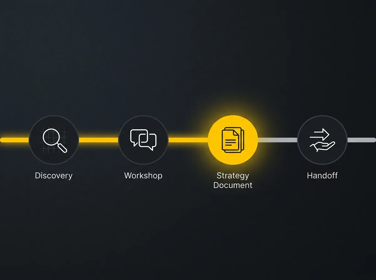 Four-phase brand strategy consulting timeline from discovery to handoff