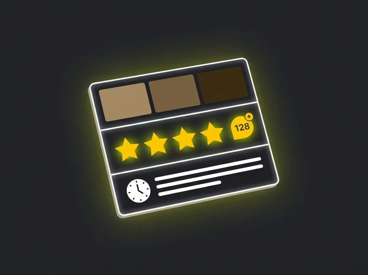 Stylised completed Google Business Profile with photos, reviews and opening hours